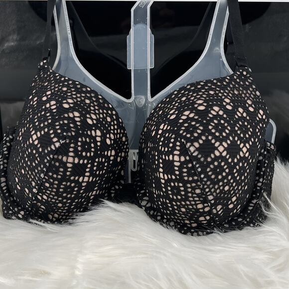Victoria's Secret Perfect Coverage Convertible Push Up Bra Black Lace/Nude 32DD - Picture 6 of 12